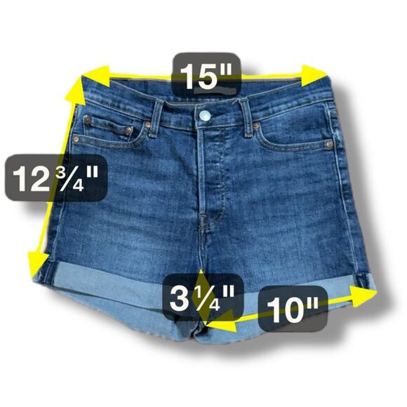 Levi’s Wedgie Short Womens Blue Faded Cuffed Denim Cutoff Size 29 - Picture 9 of 10